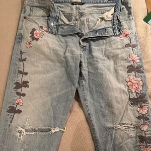 Citizens Of Humanity Light Blue Floral Embroidered Jeans